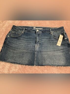 No Boundaries Blue Denim Mini Skirt with Raw Hem